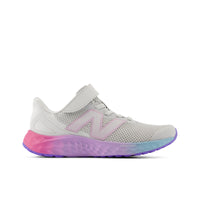 New Balance Fresh Foam Arishi V4 Bungee Lace with Top Strap Youth Running Shoes - Grey Matter/Pink