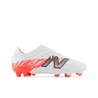 Crampons De Soccer Furon Team JNR FG V8 De New Balance Pour Jeunes - Blanc/Rouge énergétique/Noir