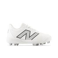 New Balance 4040 v7 Youth Rubber-Molded Baseball Cleats - Optic White/Raincloud