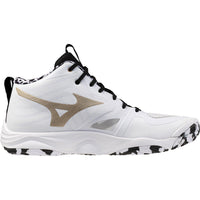 Mizuno Wave Momentum 4 Elite Mid Unisex Volleyball Shoes - White/Gold