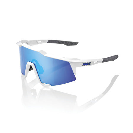 100%, 100% - SPEEDCRAFT Matte White - HiPER Blue Multilayer Mirror Lens