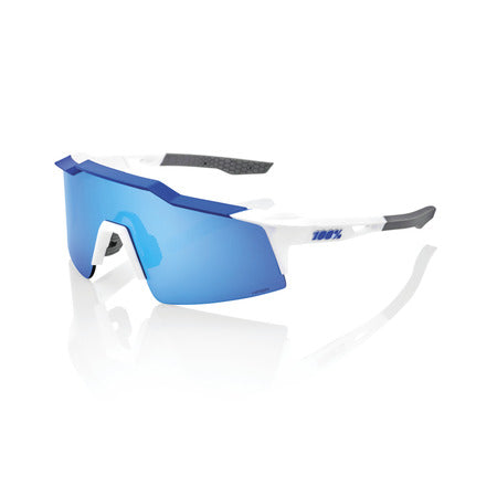 100%, 100% - SPEEDCRAFT SL Matte White/Metallic Blue - HiPER Blue Multilayer Mirror Lens