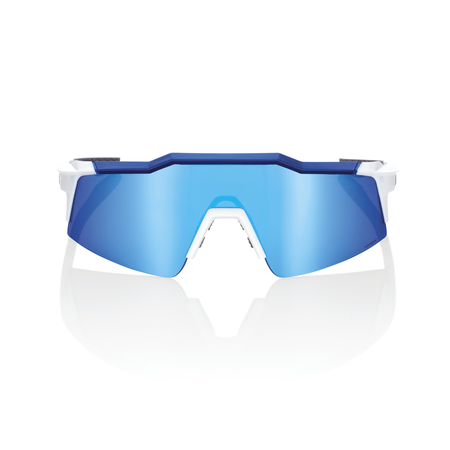 100%, 100% - SPEEDCRAFT SL Matte White/Metallic Blue - HiPER Blue Multilayer Mirror Lens